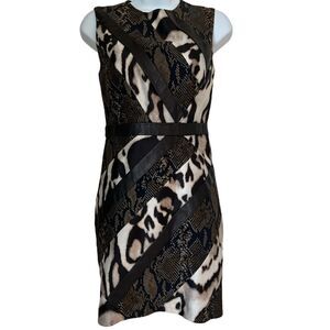 Diane von Furstenberg Nikita Black Combo leather shift dress sz 0